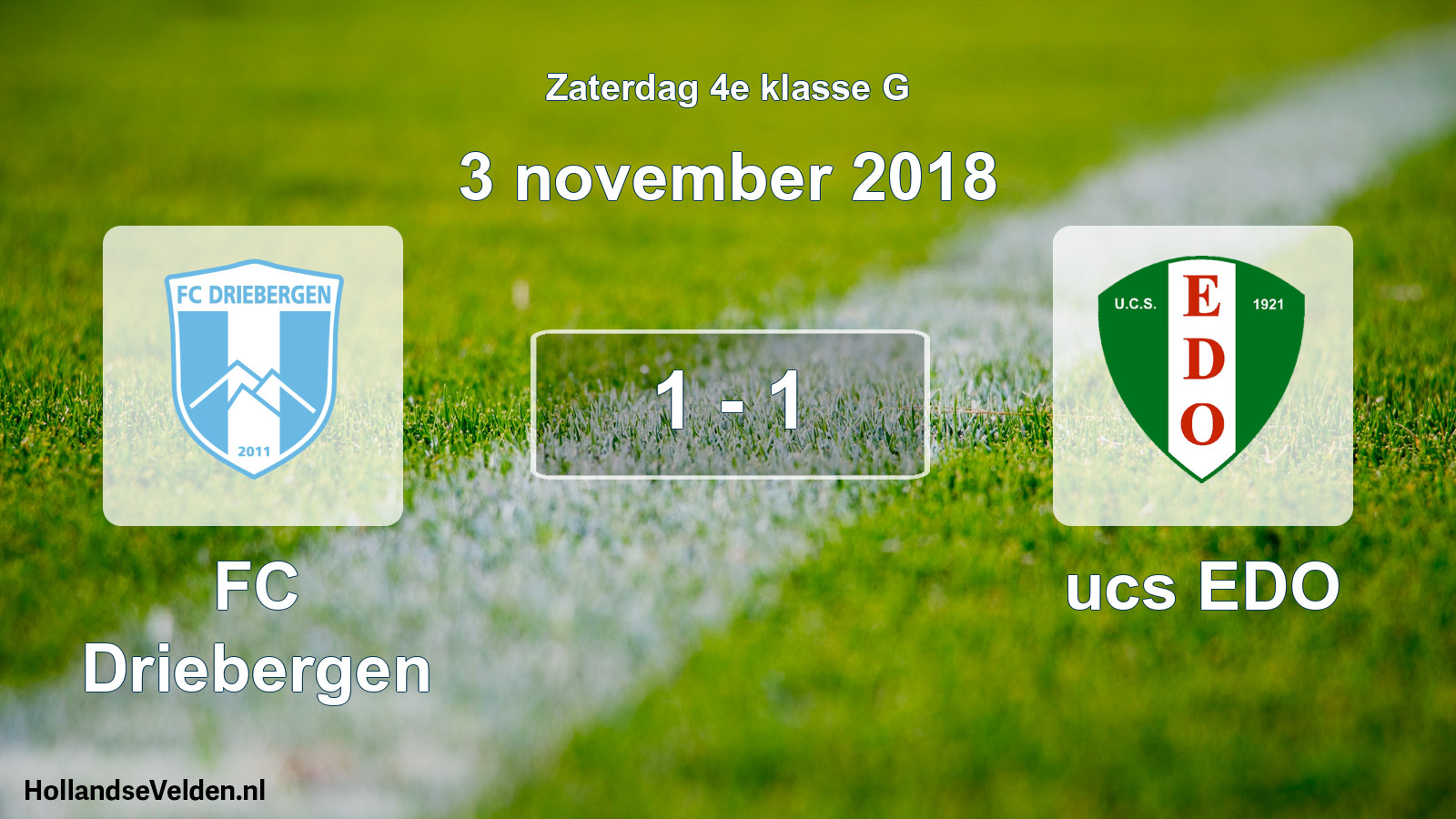 Total number of matches played: FC Driebergen - ucs EDO 1 - 1 (3 November 2018)