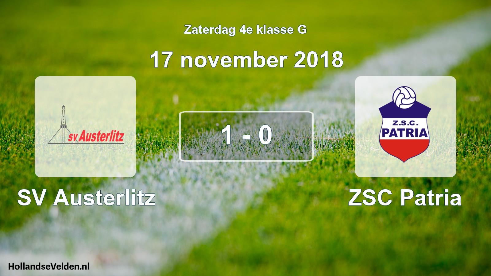 Total number of matches played: SV Austerlitz - ZSC Patria 1 - 0 (17 November 2018)
