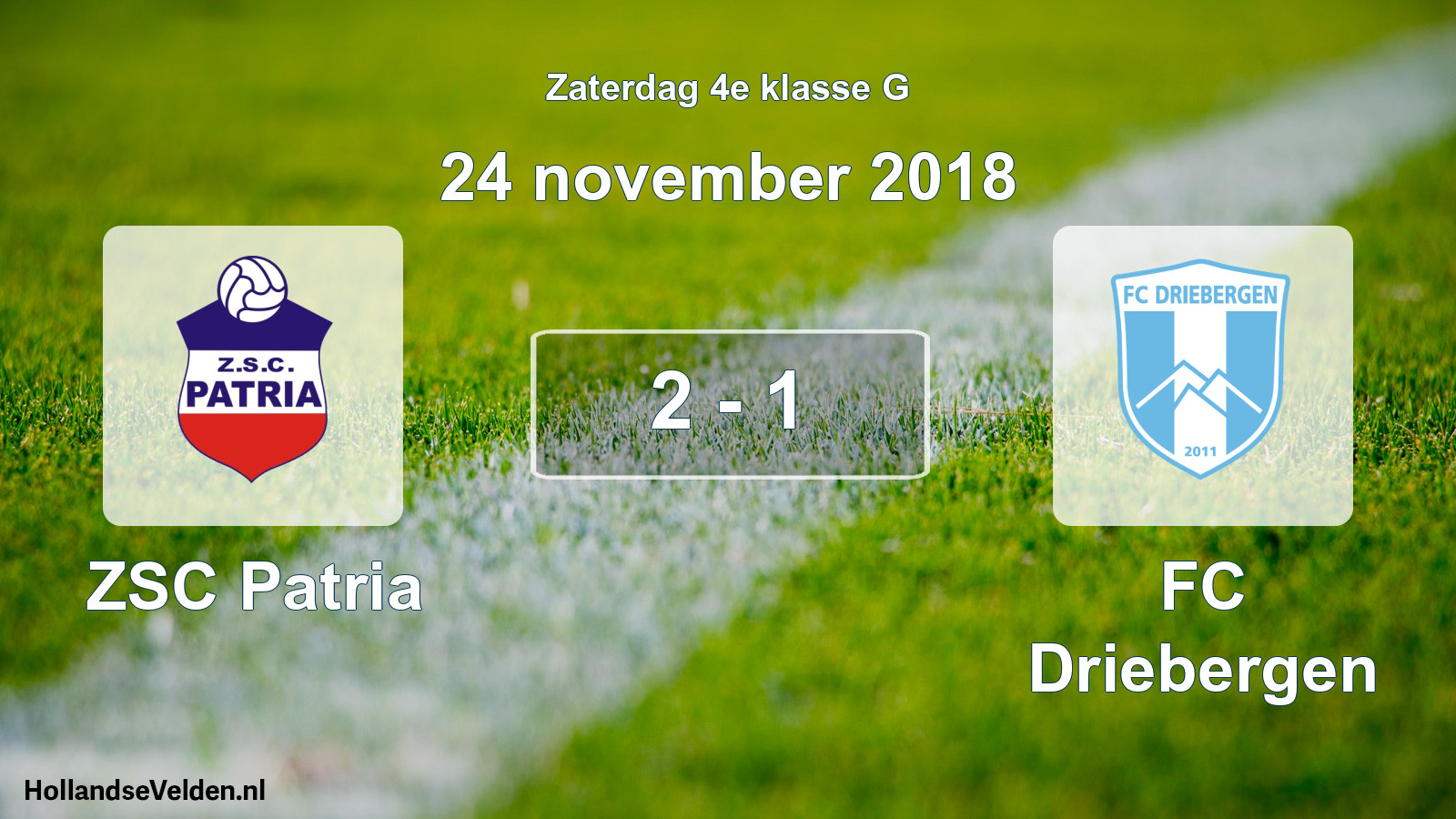 Total number of matches played: ZSC Patria - FC Driebergen 2 - 1 (24 November 2018)