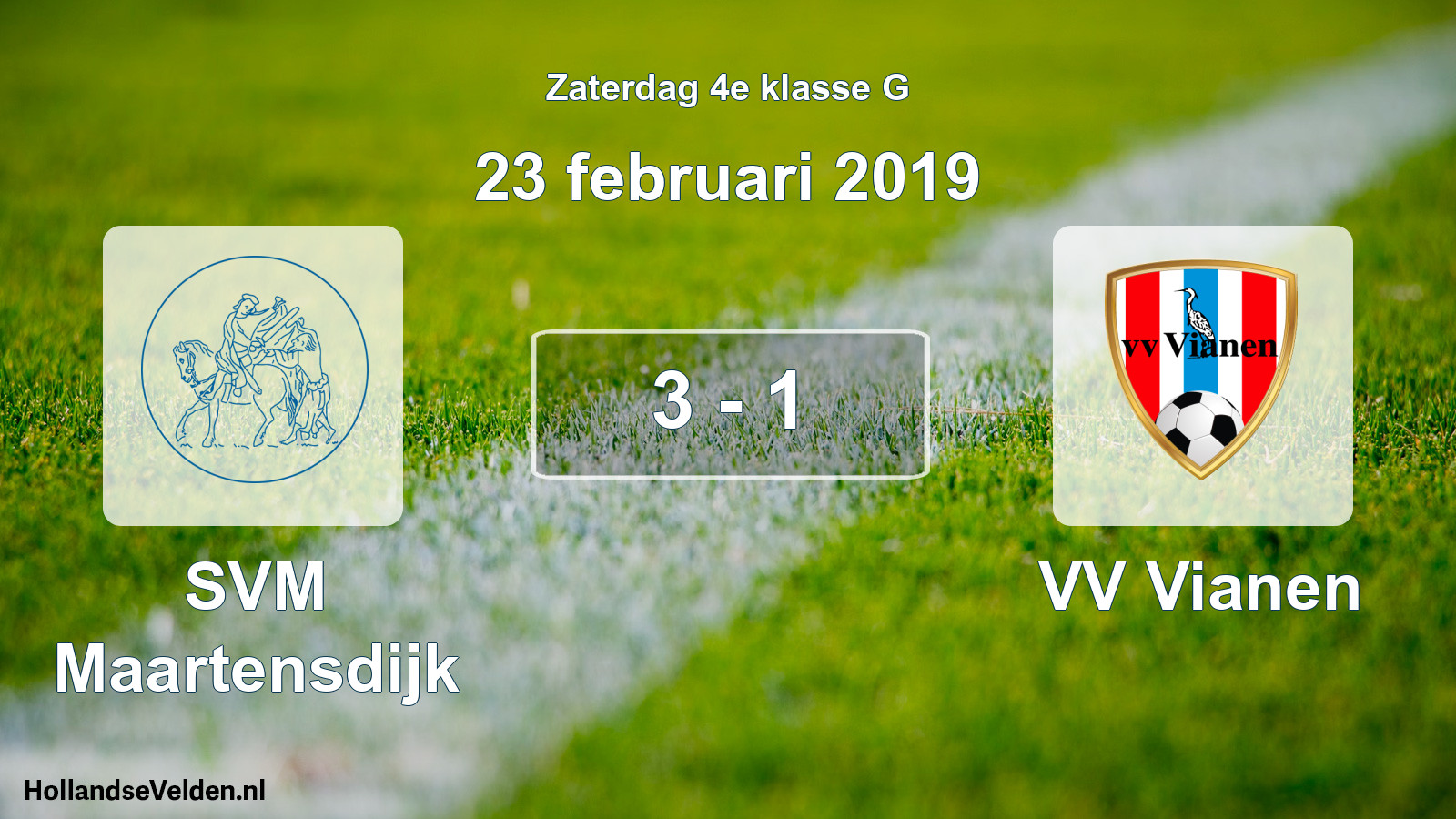 Total number of matches played: SVM Maartensdijk - VV Vianen 3 - 1 (23 February 2019)