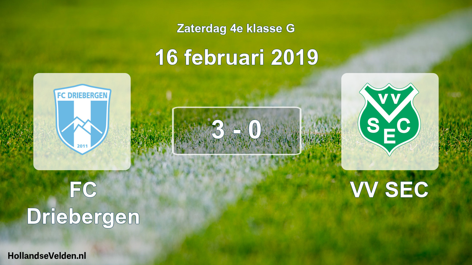 Total number of matches played: FC Driebergen - VV SEC 3 - 0 (16 February 2019)