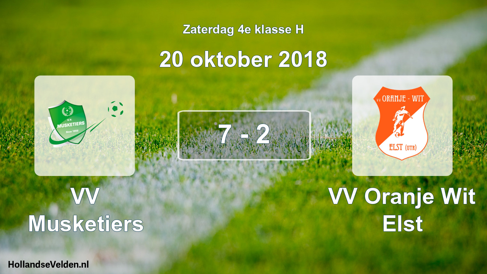 Total number of matches played: VV Musketiers - VV Oranje Wit Elst 7 - 2 (20 October 2018)