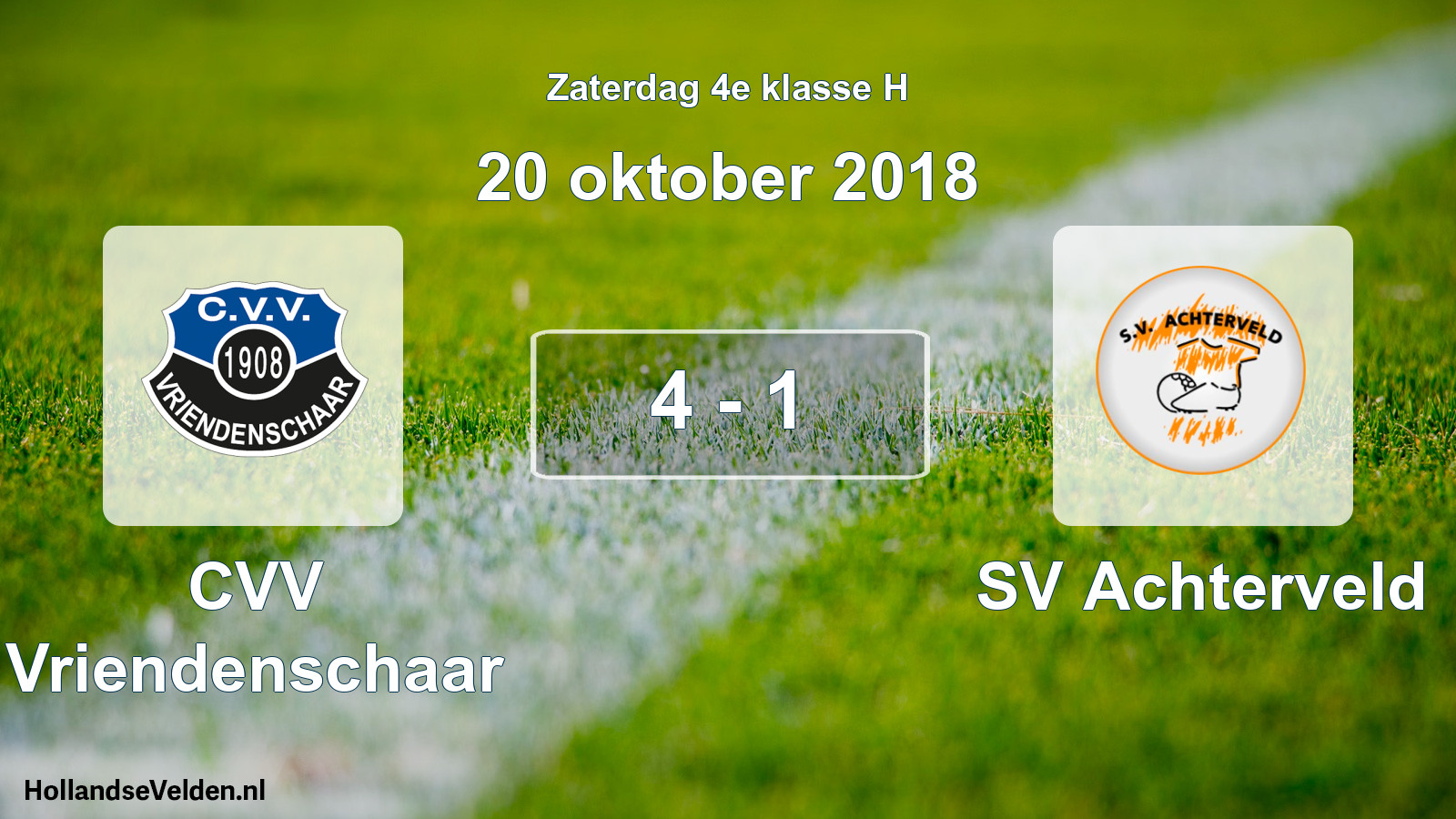 Total number of matches played: CVV Vriendenschaar - SV Achterveld 4 - 1 (20 October 2018)