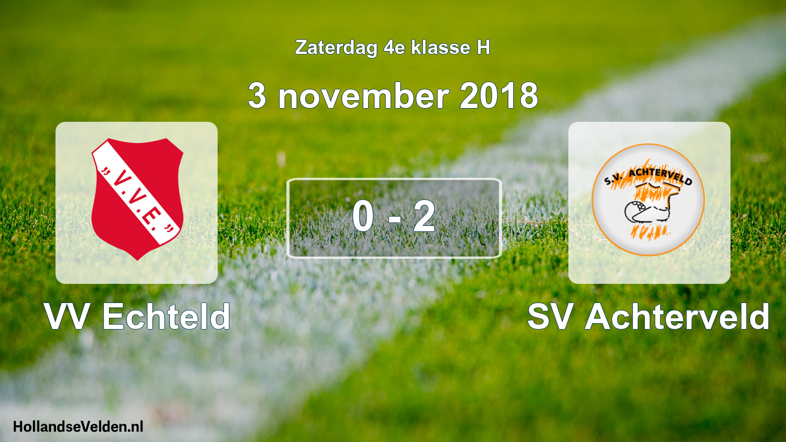 Total number of matches played: VV Echteld - SV Achterveld 0 - 2 (3 November 2018)
