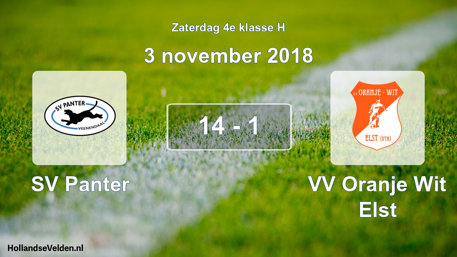 Total number of matches played: SV Panter - VV Oranje Wit Elst 14 - 1 (3 November 2018)