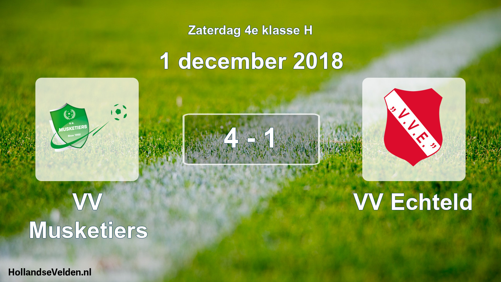 Total number of matches played: VV Musketiers - VV Echteld 4 - 1 (1 December 2018)