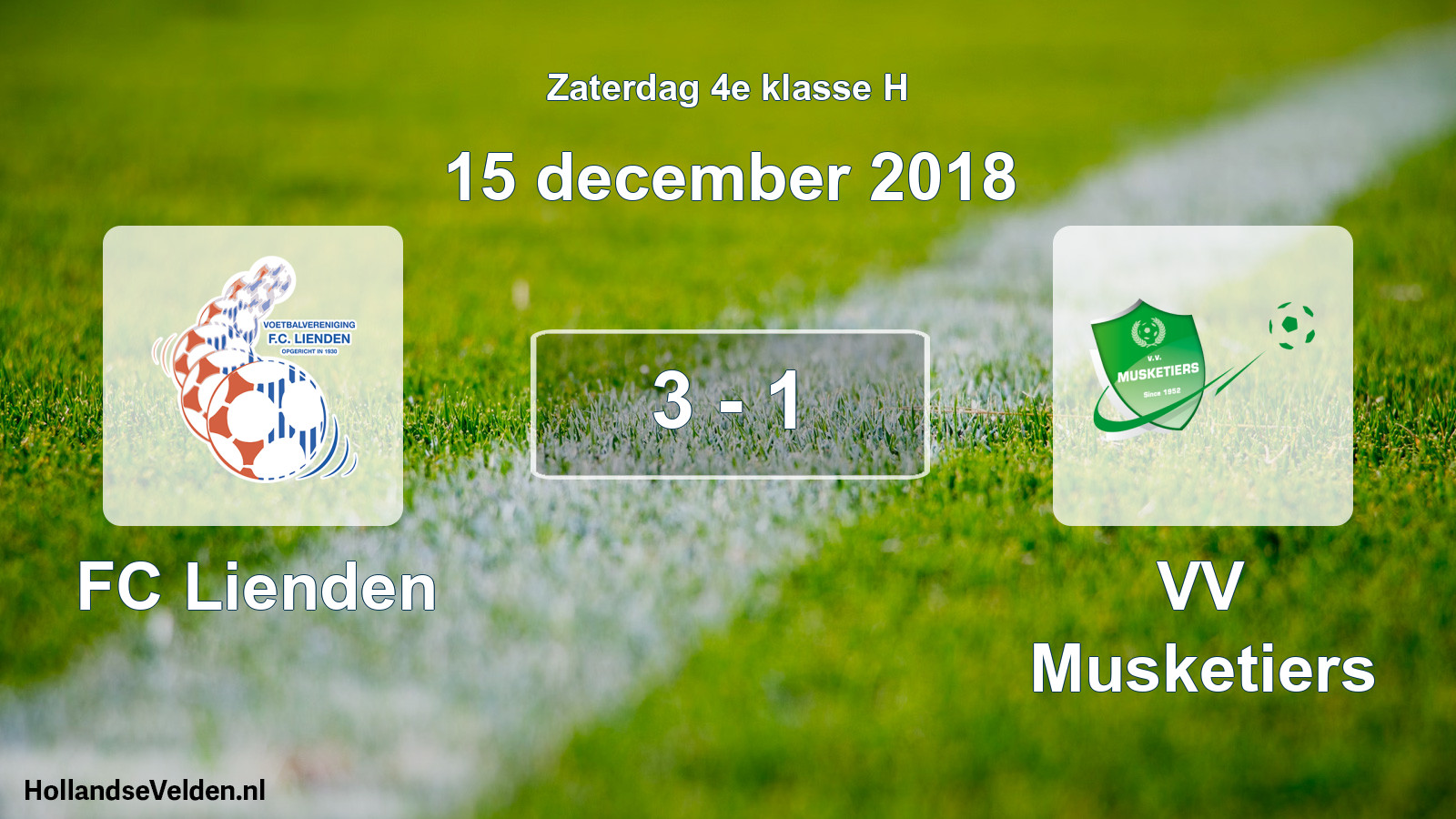 Total number of matches played: FC Lienden - VV Musketiers 3 - 1 (15 December 2018)