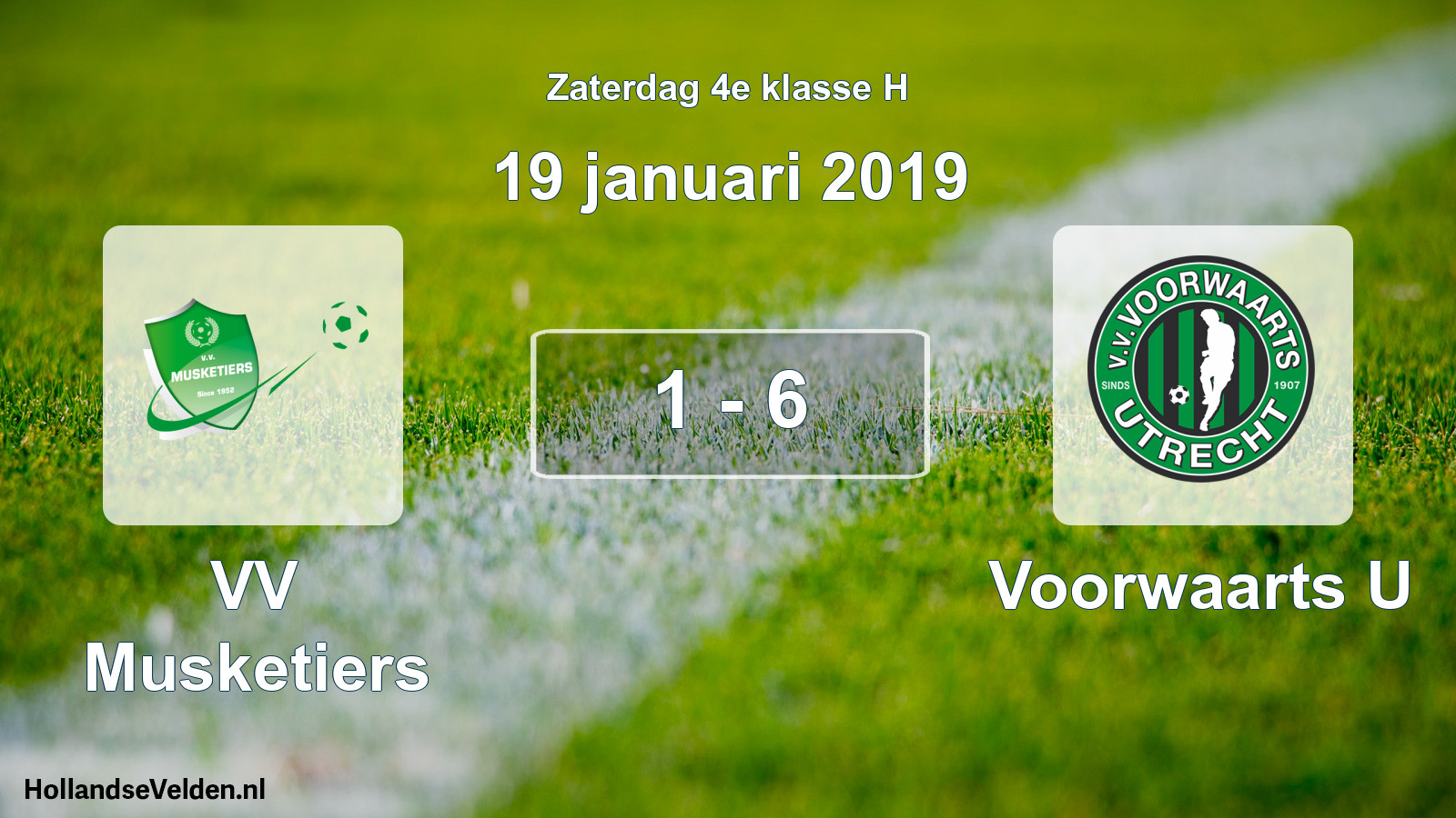Total number of matches played: VV Musketiers - Voorwaarts U 1 - 6 (19 January 2019)