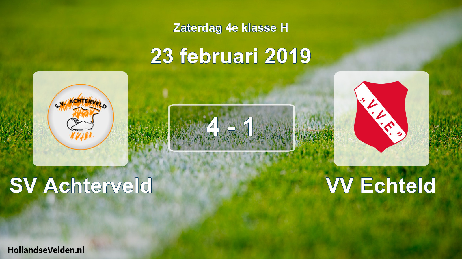 Total number of matches played: SV Achterveld - VV Echteld 4 - 1 (23 February 2019)