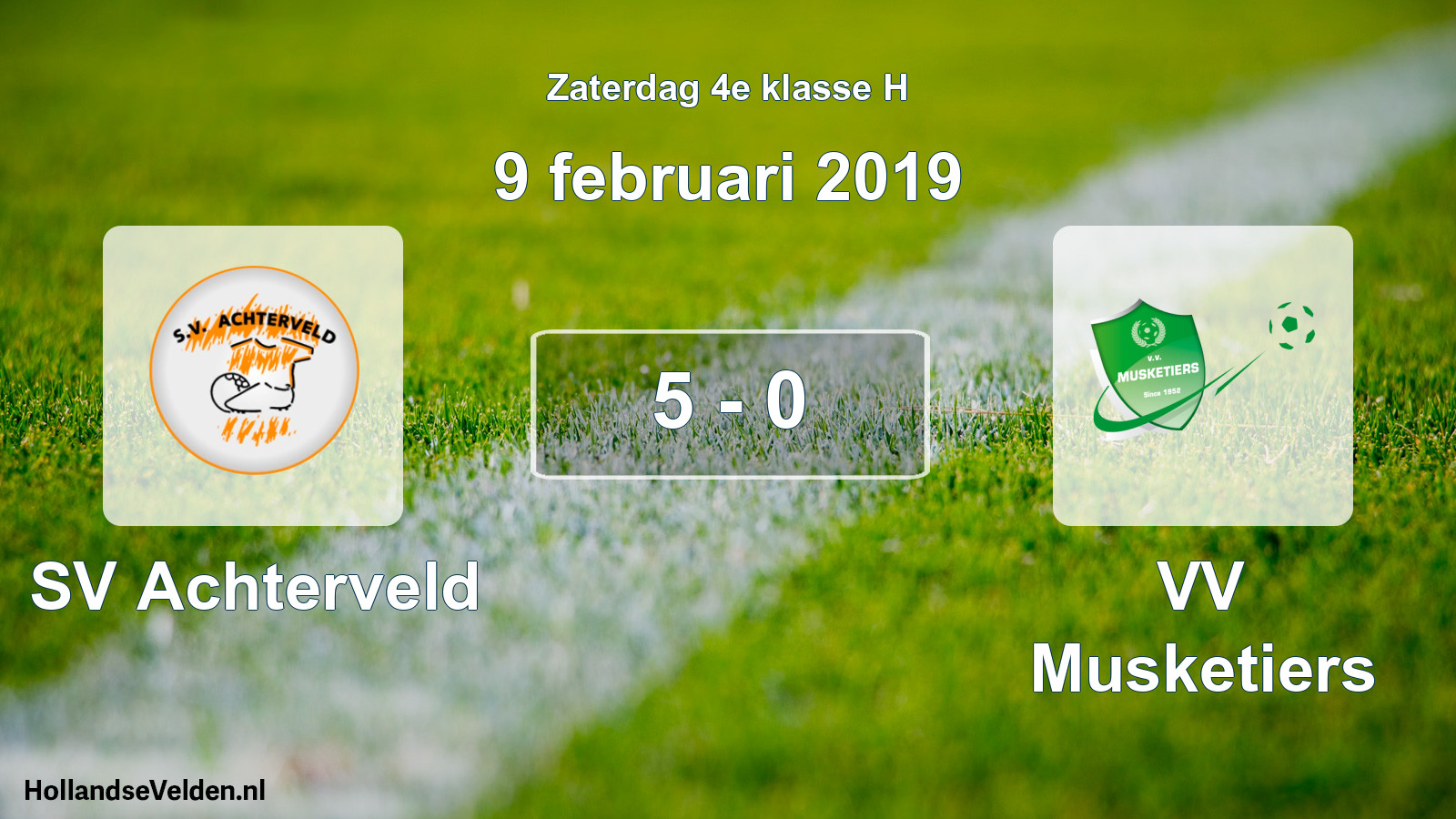 Total number of matches played: SV Achterveld - VV Musketiers 5 - 0 (9 February 2019)