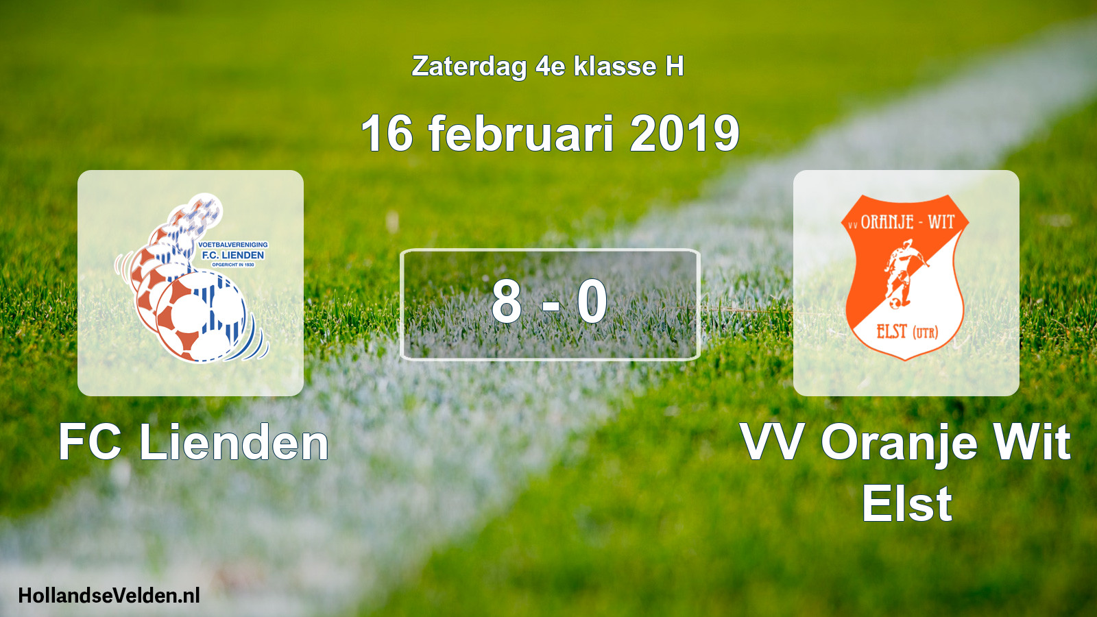 Total number of matches played: FC Lienden - VV Oranje Wit Elst 8 - 0 (16 February 2019)