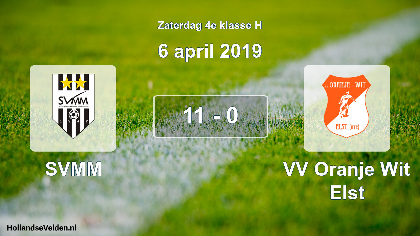 Total number of matches played: SVMM - VV Oranje Wit Elst 11 - 0 (6 April 2019)