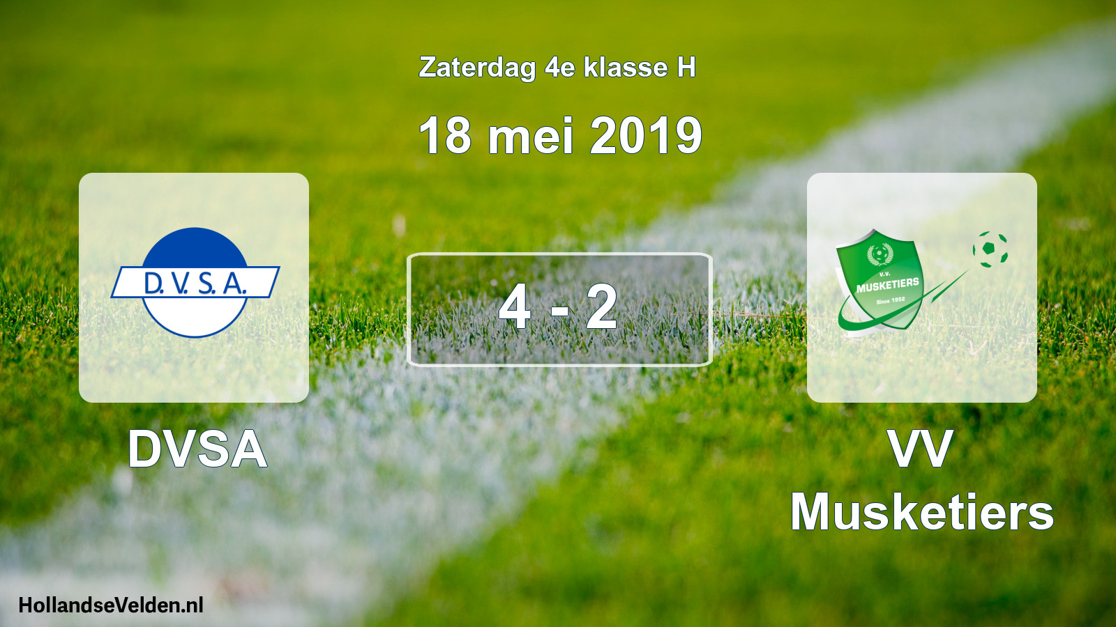 Total number of matches played: DVSA - VV Musketiers 4 - 2 (18 May 2019)