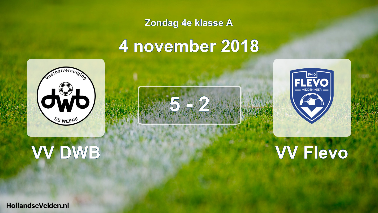 Total number of matches played: VV DWB - VV Flevo 5 - 2 (4 November 2018)
