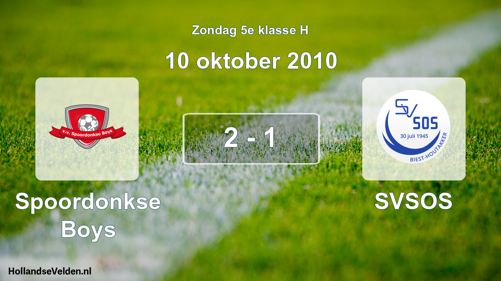 Total number of matches played: Spoordonkse Boys - SVSOS 2 - 1 (10 October 2010)