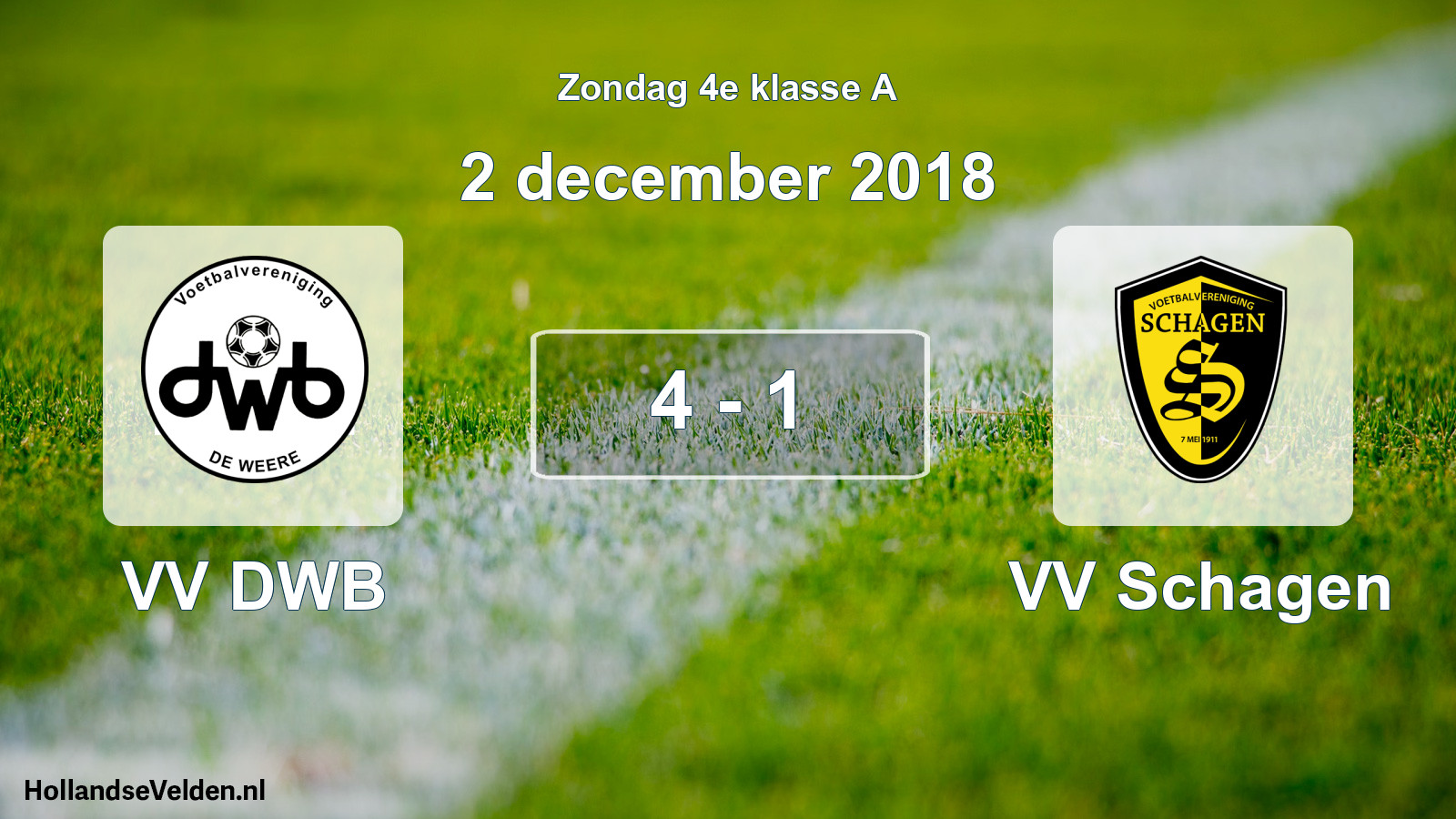 Total number of matches played: VV DWB - VV Schagen 4 - 1 (2 December 2018)