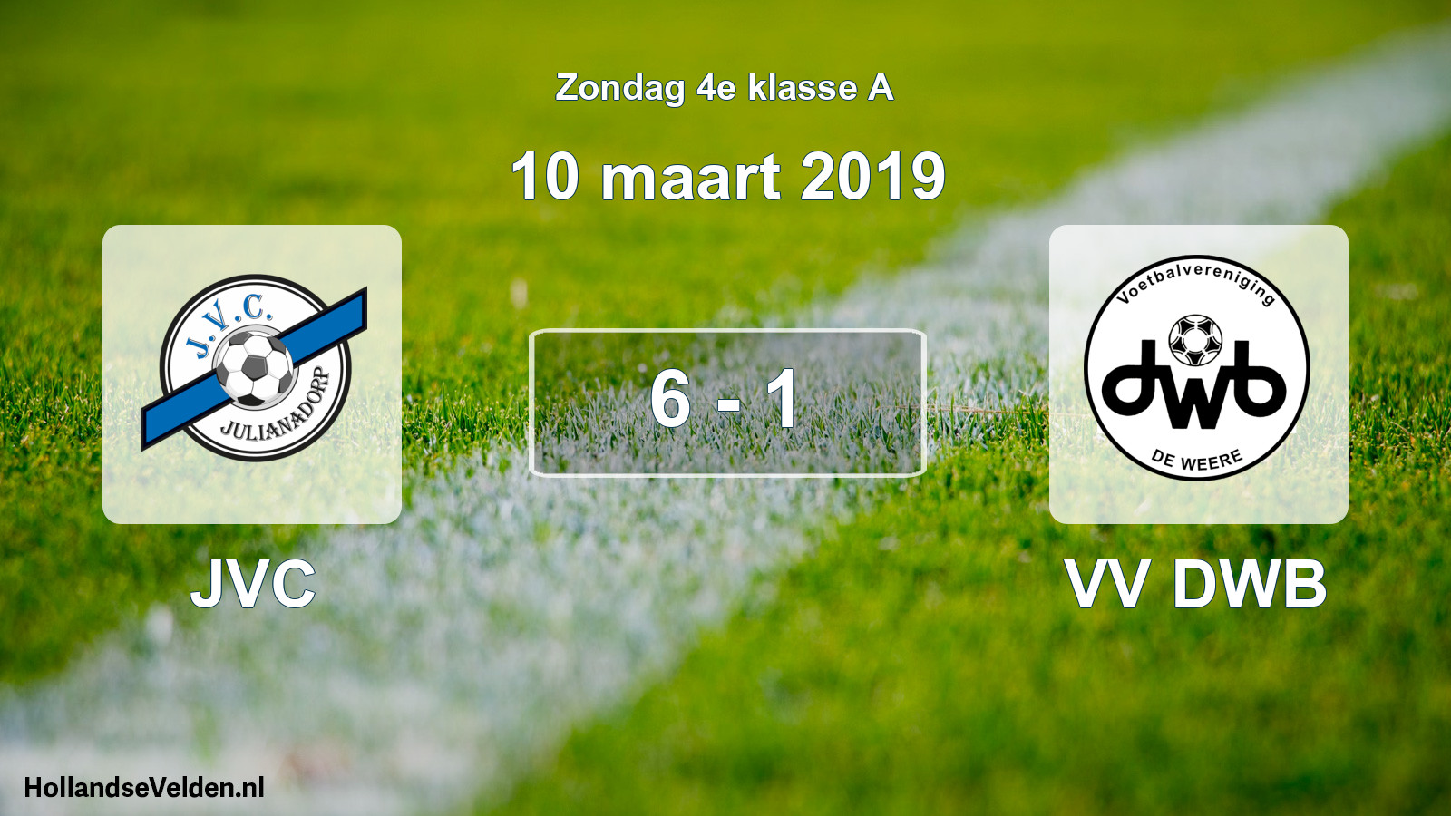 Total number of matches played: JVC - VV DWB 6 - 1 (10 March 2019)
