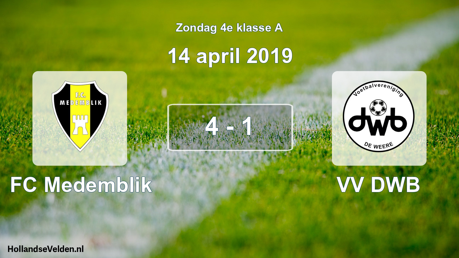Total number of matches played: FC Medemblik - VV DWB 4 - 1 (14 April 2019)