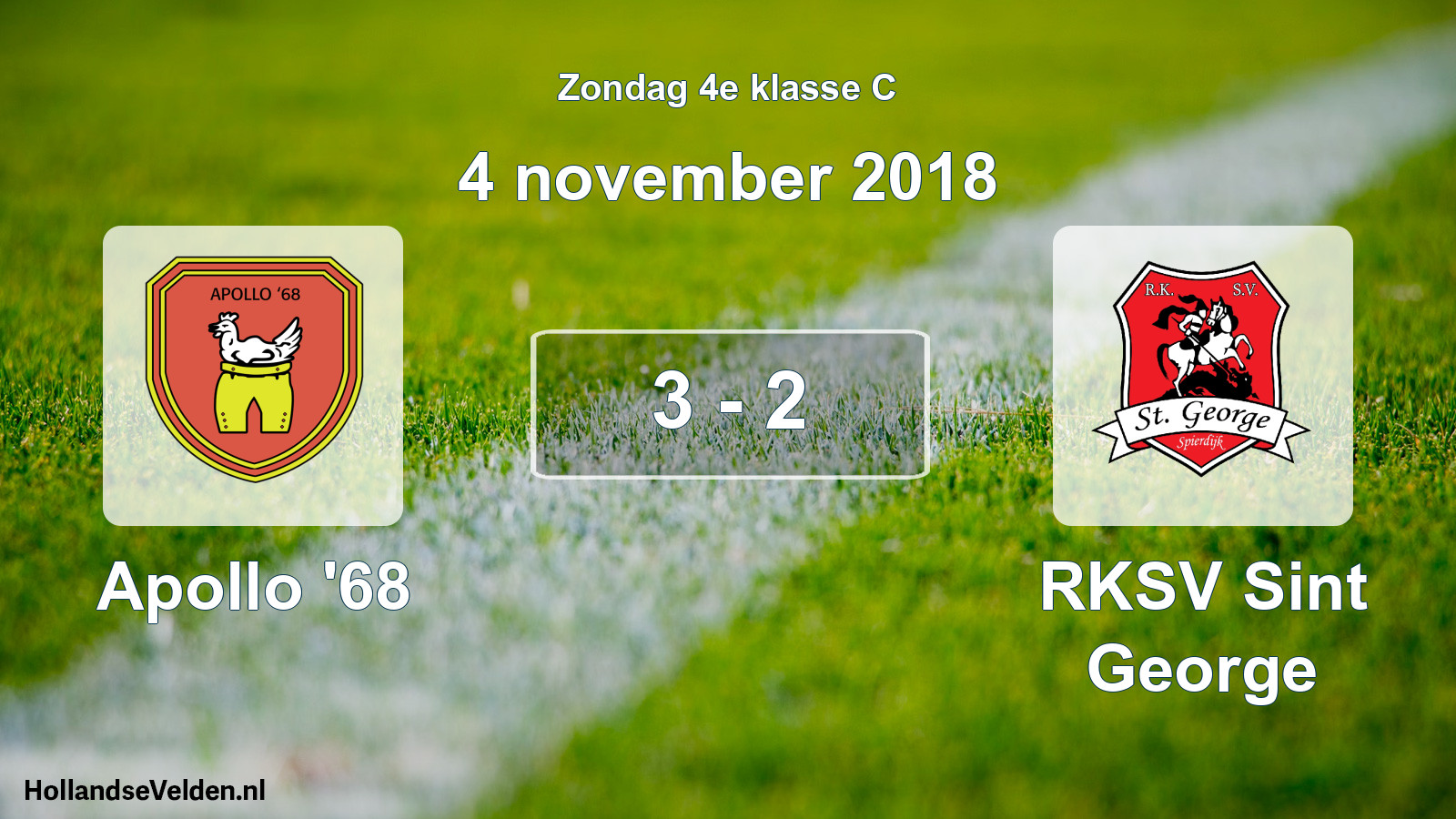 Total number of matches played: Apollo '68 - RKSV Sint George 3 - 2 (4 November 2018)