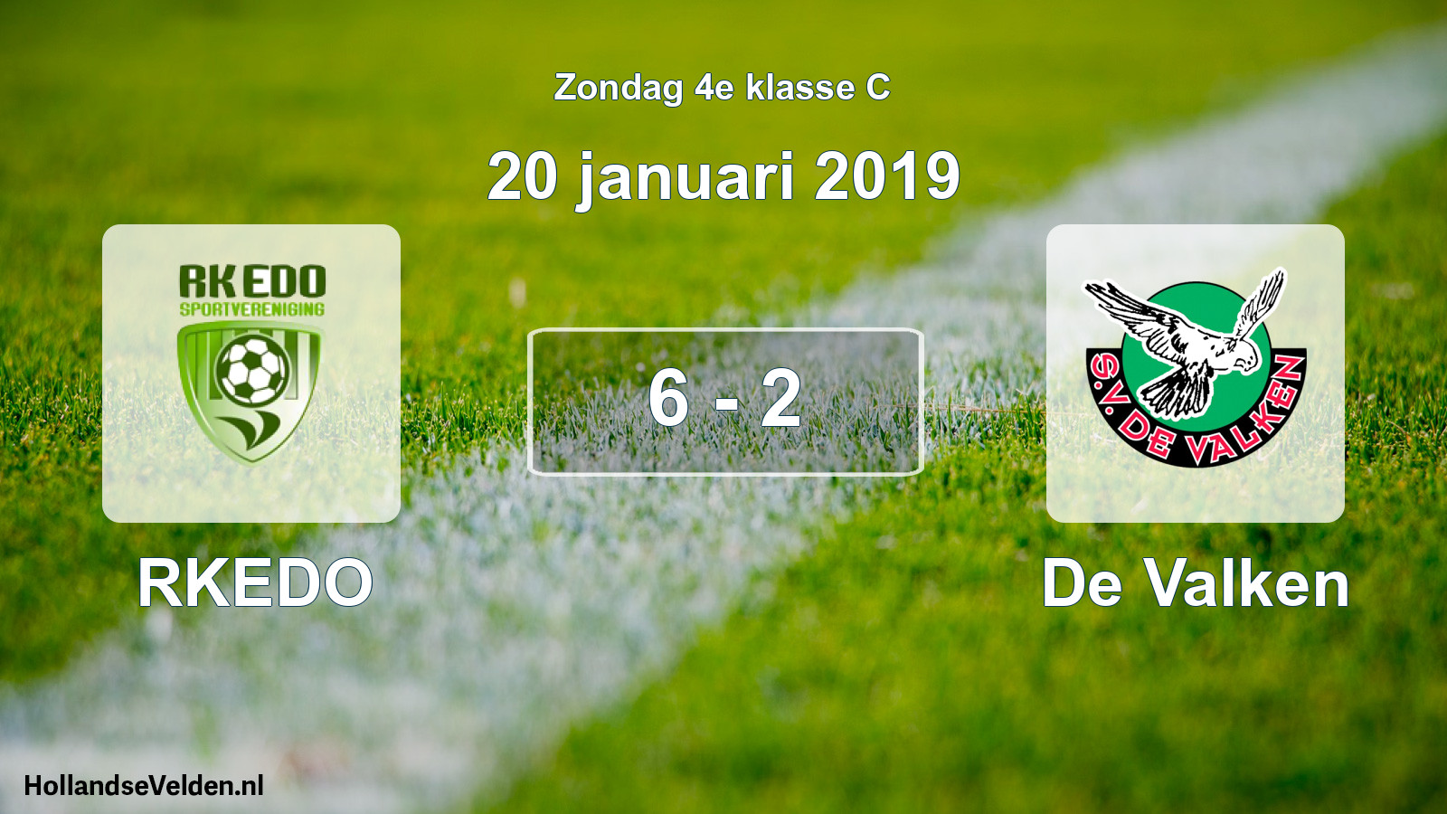 Total number of matches played: RKEDO - De Valken 6 - 2 (20 January 2019)