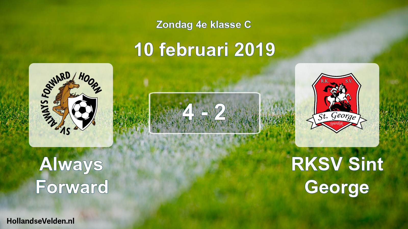 Total number of matches played: Always Forward - RKSV Sint George 4 - 2 (10 February 2019)