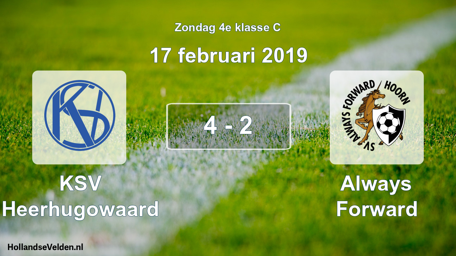 Total number of matches played: KSV Heerhugowaard - Always Forward 4 - 2 (17 February 2019)