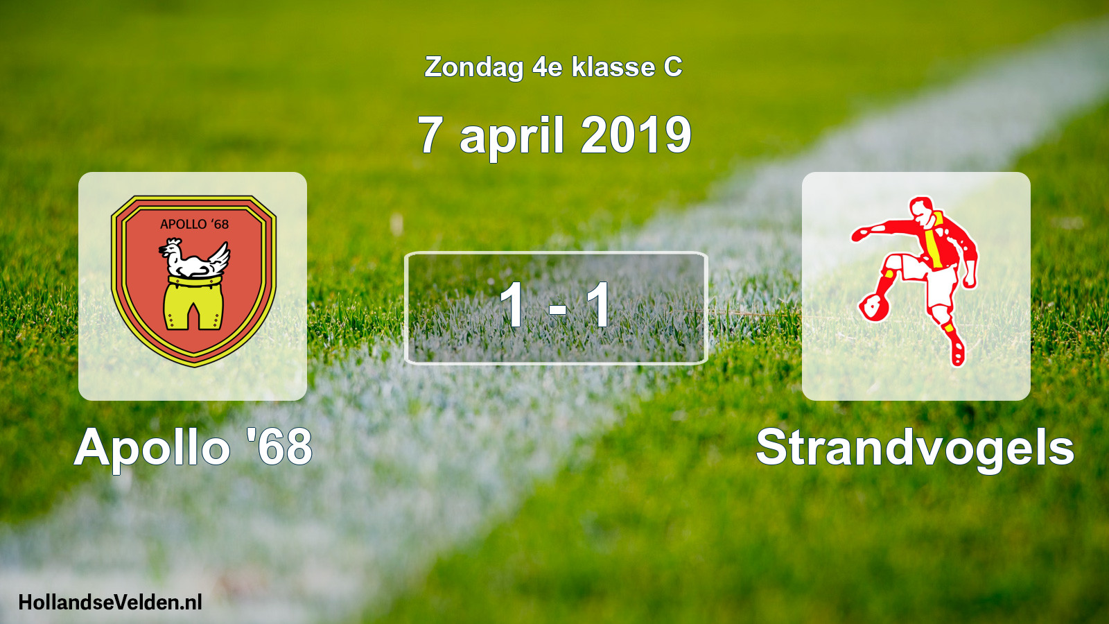Total number of matches played: Apollo '68 - Strandvogels 1 - 1 (7 April 2019)