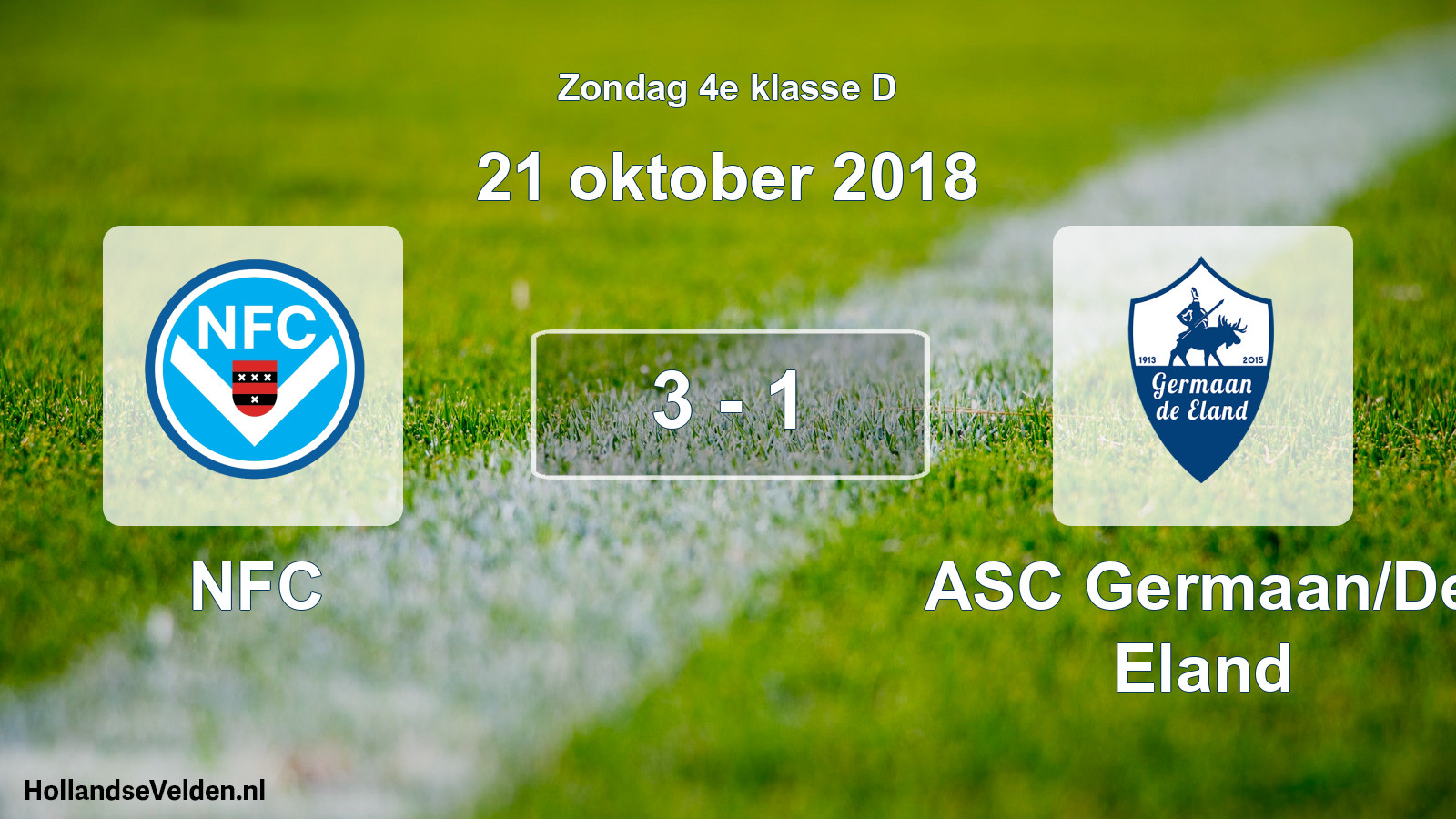 Total number of matches played: NFC - ASC Germaan/De Eland 3 - 1 (21 October 2018)