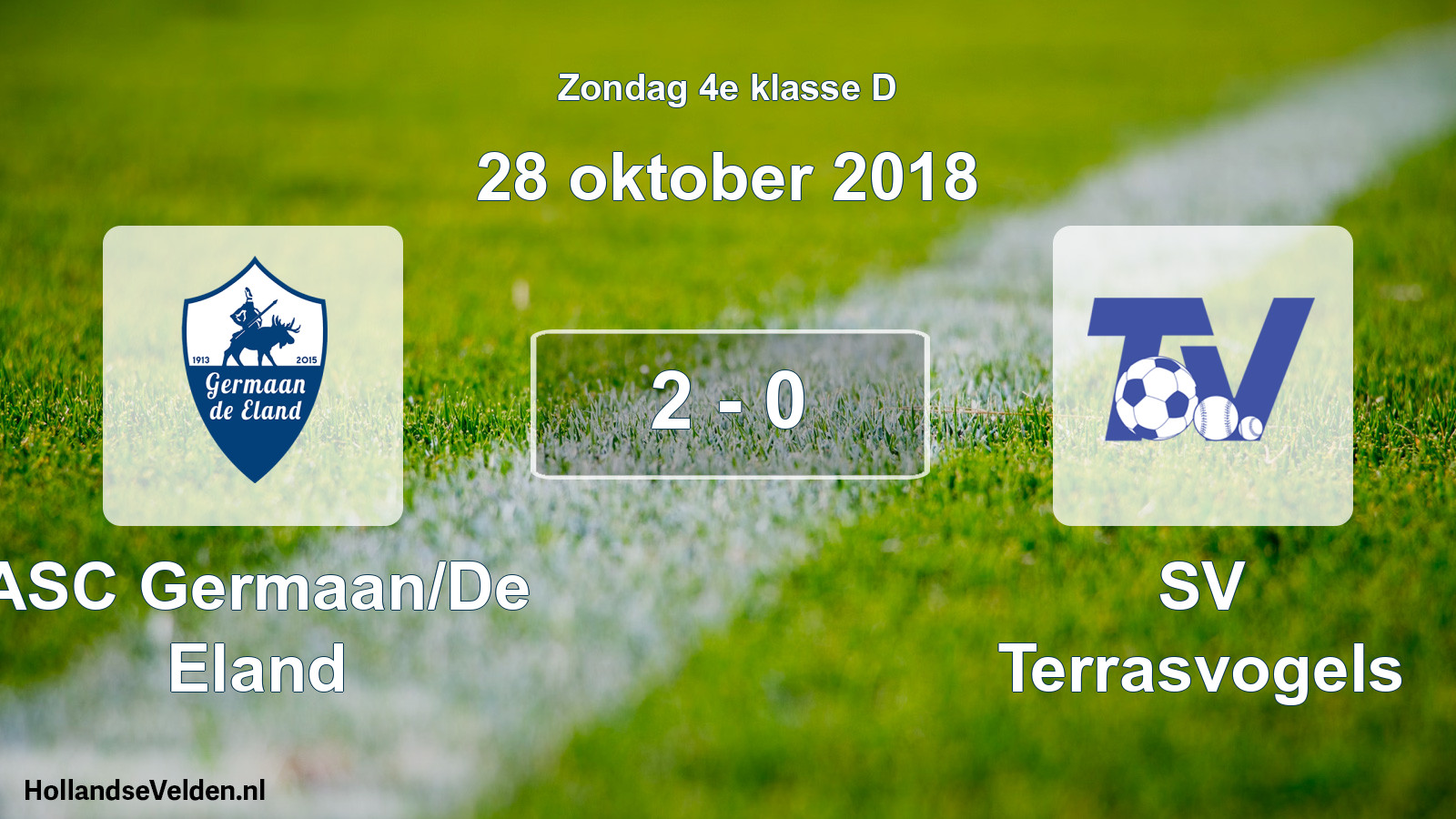 Total number of matches played: ASC Germaan/De Eland - SV Terrasvogels 2 - 0 (28 October 2018)