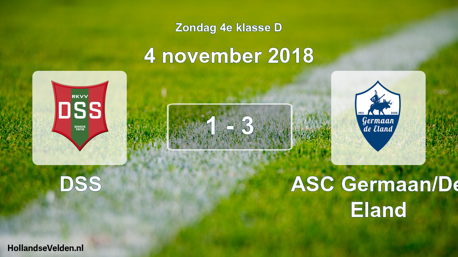 Total number of matches played: DSS - ASC Germaan/De Eland 1 - 3 (4 November 2018)