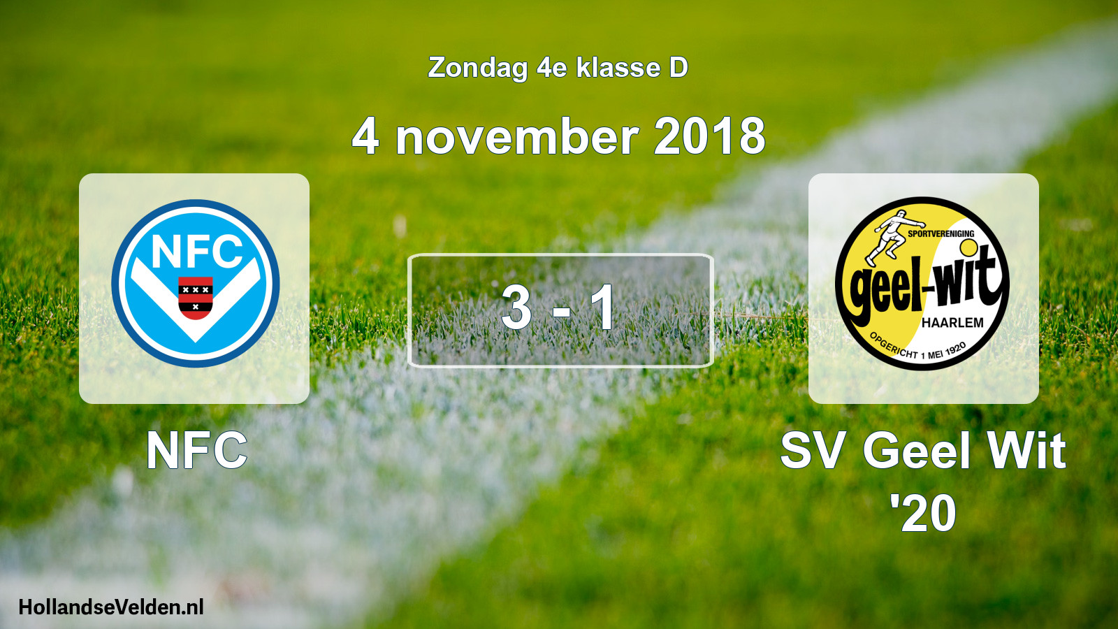 Total number of matches played: NFC - SV Geel Wit '20 3 - 1 (4 November 2018)