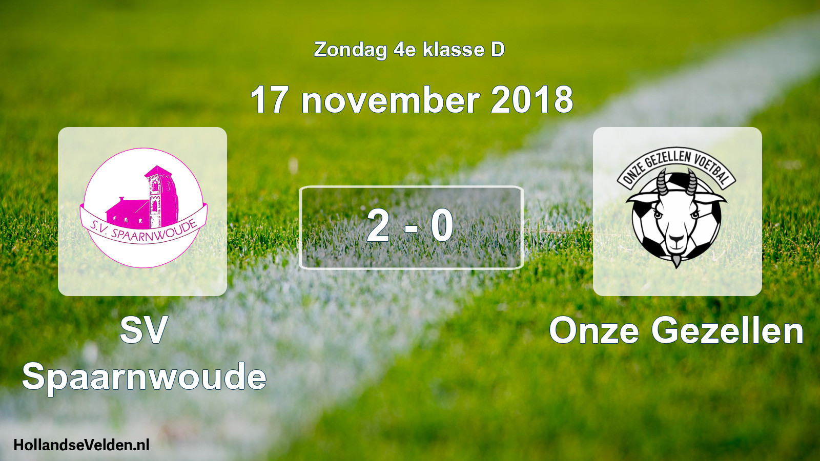 Total number of matches played: SV Spaarnwoude - Onze Gezellen 2 - 0 (17 November 2018)
