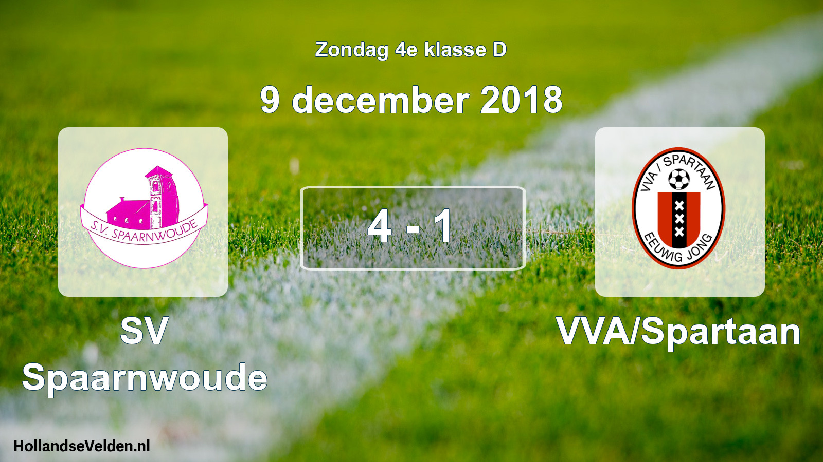 Total number of matches played: SV Spaarnwoude - VVA/Spartaan 4 - 1 (9 December 2018)
