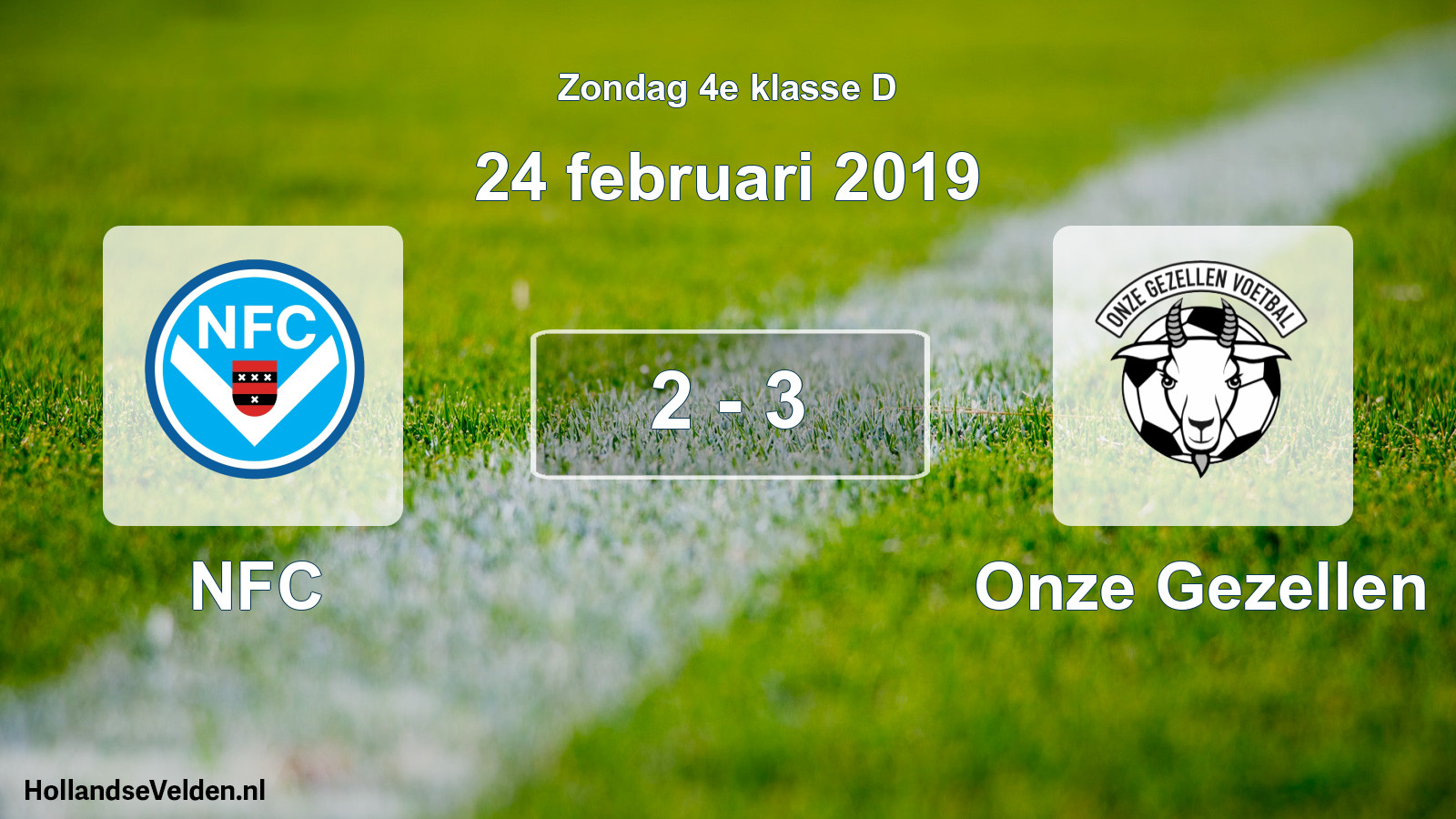Total number of matches played: NFC - Onze Gezellen 2 - 3 (24 February 2019)