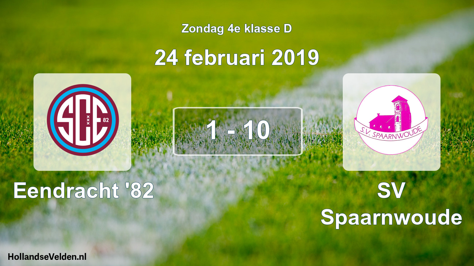 Total number of matches played: Eendracht '82 - SV Spaarnwoude 1 - 10 (24 February 2019)