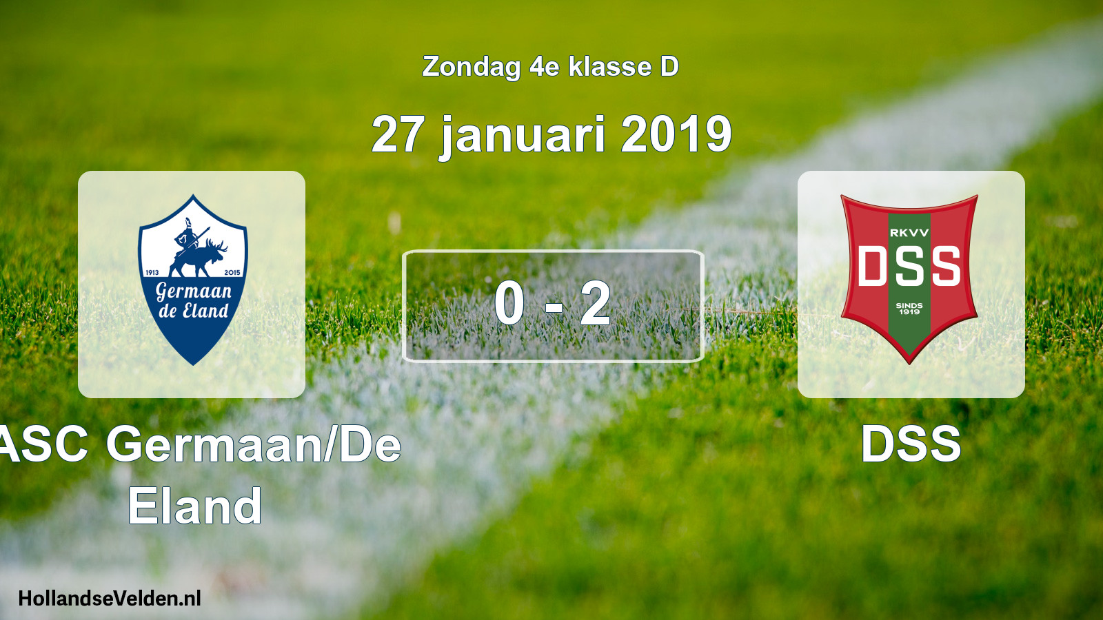 Total number of matches played: ASC Germaan/De Eland - DSS 0 - 2 (27 January 2019)