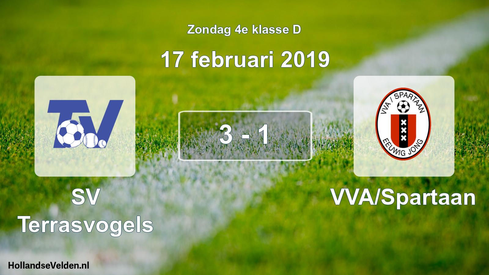 Total number of matches played: SV Terrasvogels - VVA/Spartaan 3 - 1 (17 February 2019)