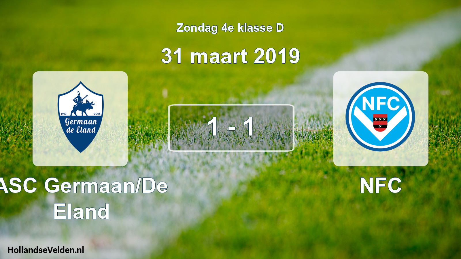 Total number of matches played: ASC Germaan/De Eland - NFC 1 - 1 (31 March 2019)