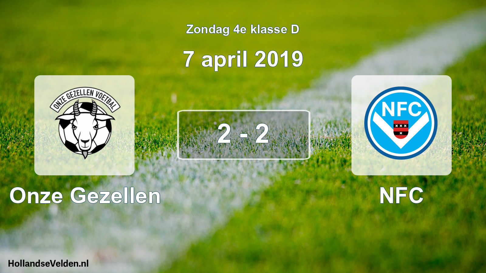 Total number of matches played: Onze Gezellen - NFC 2 - 2 (7 April 2019)