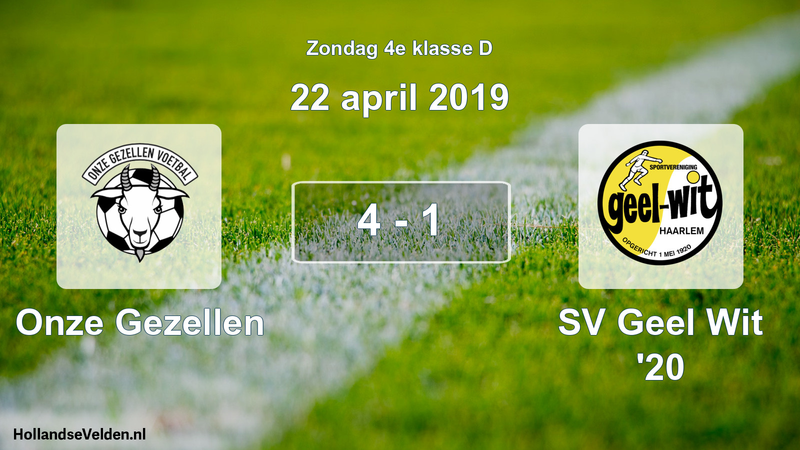 Total number of matches played: Onze Gezellen - SV Geel Wit '20 4 - 1 (22 April 2019)