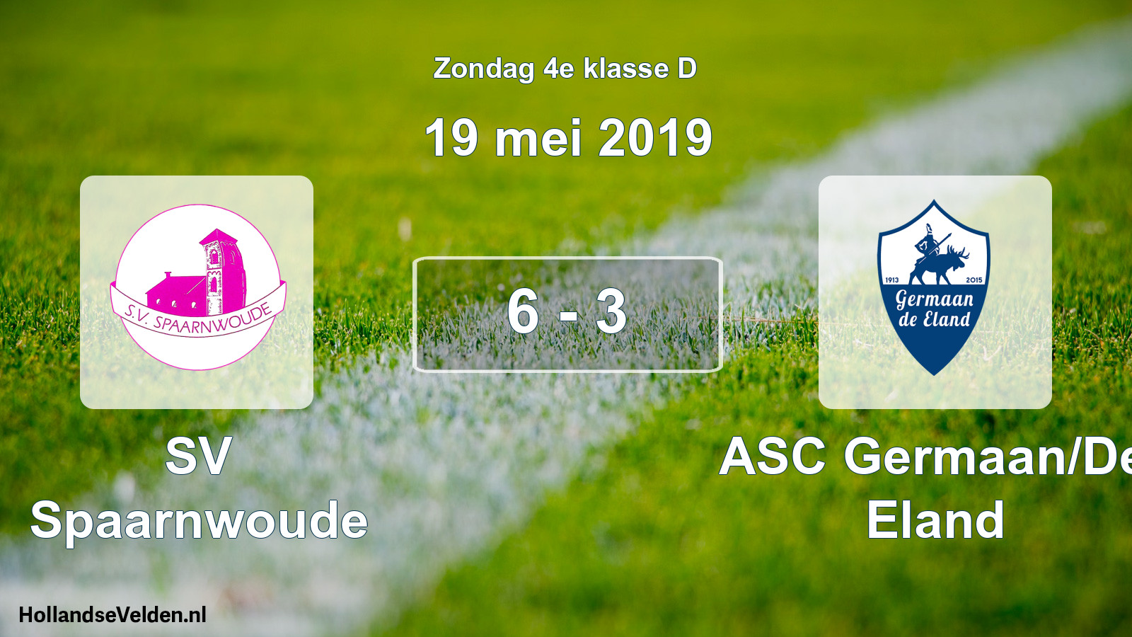 Total number of matches played: SV Spaarnwoude - ASC Germaan/De Eland 6 - 3 (19 May 2019)