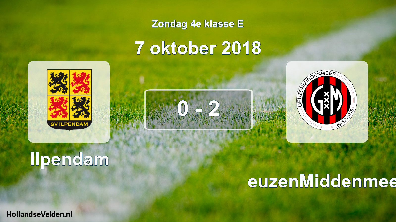 Total number of matches played: Ilpendam - GeuzenMiddenmeer 0 - 2 (7 October 2018)