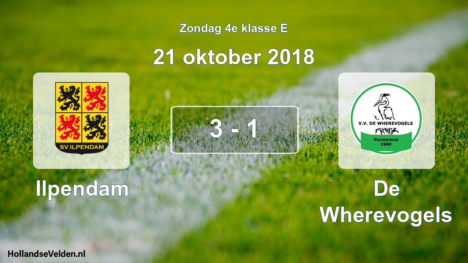 Total number of matches played: Ilpendam - De Wherevogels 3 - 1 (21 October 2018)