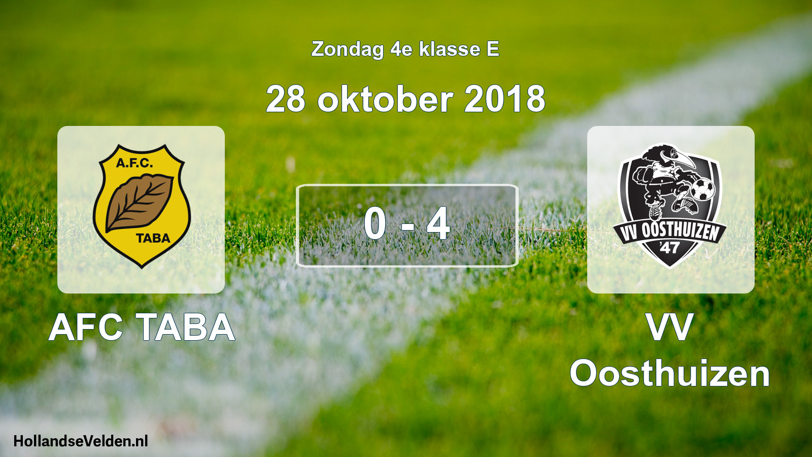 Total number of matches played: AFC TABA - VV Oosthuizen 0 - 4 (28 October 2018)