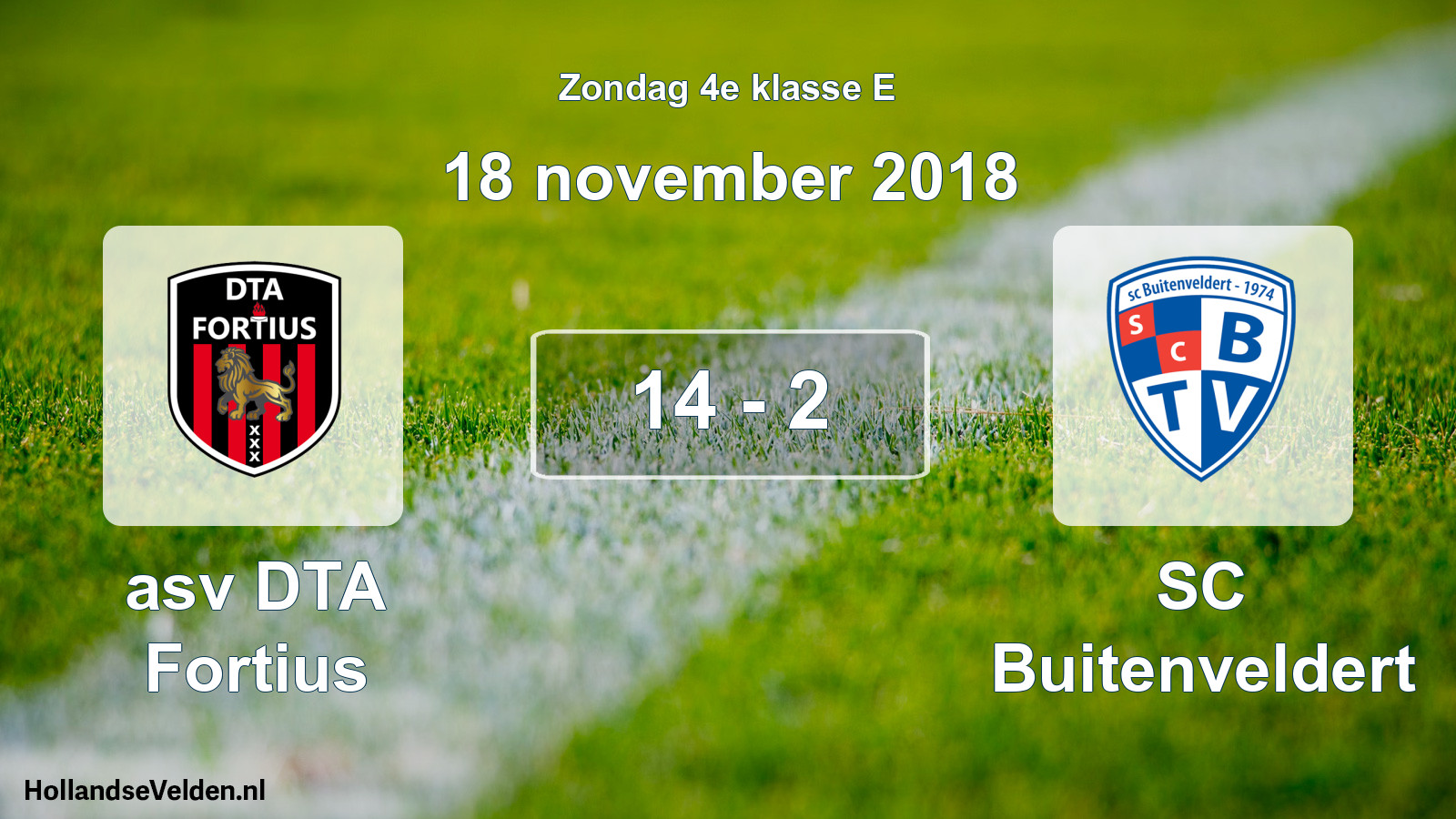 Total number of matches played: asv DTA Fortius - SC Buitenveldert 14 - 2 (18 November 2018)