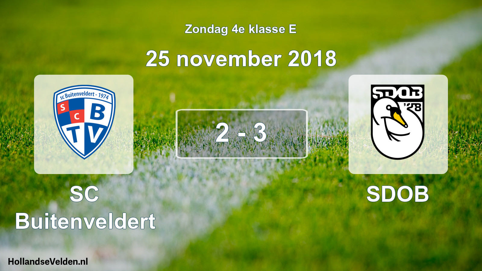 Total number of matches played: SC Buitenveldert - SDOB 2 - 3 (25 November 2018)