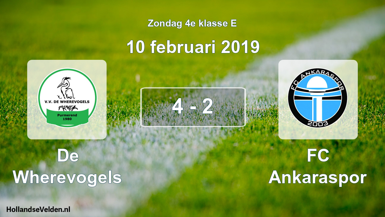Total number of matches played: De Wherevogels - FC Ankaraspor 4 - 2 (10 February 2019)