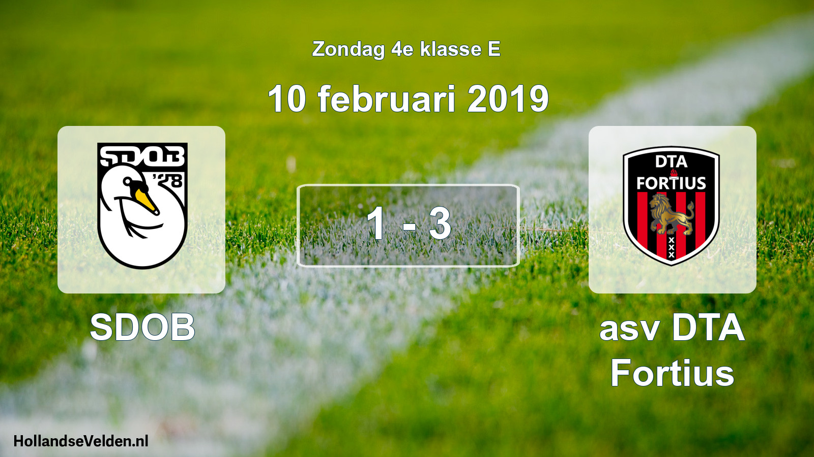 Total number of matches played: SDOB - asv DTA Fortius 1 - 3 (10 February 2019)