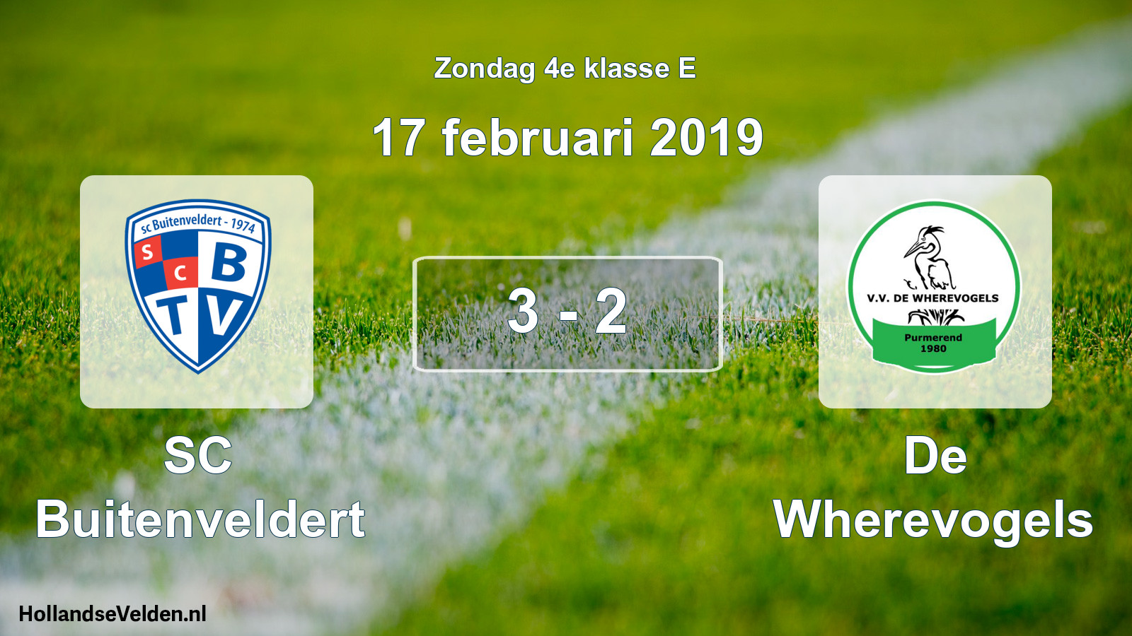 Total number of matches played: SC Buitenveldert - De Wherevogels 3 - 2 (17 February 2019)