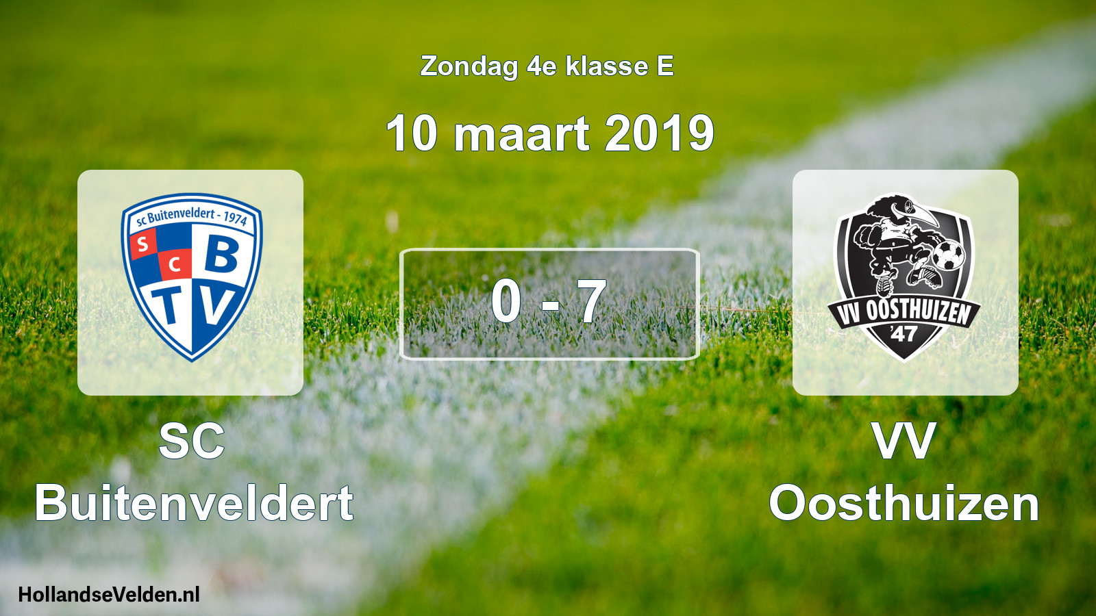 Total number of matches played: SC Buitenveldert - VV Oosthuizen 0 - 7 (10 March 2019)